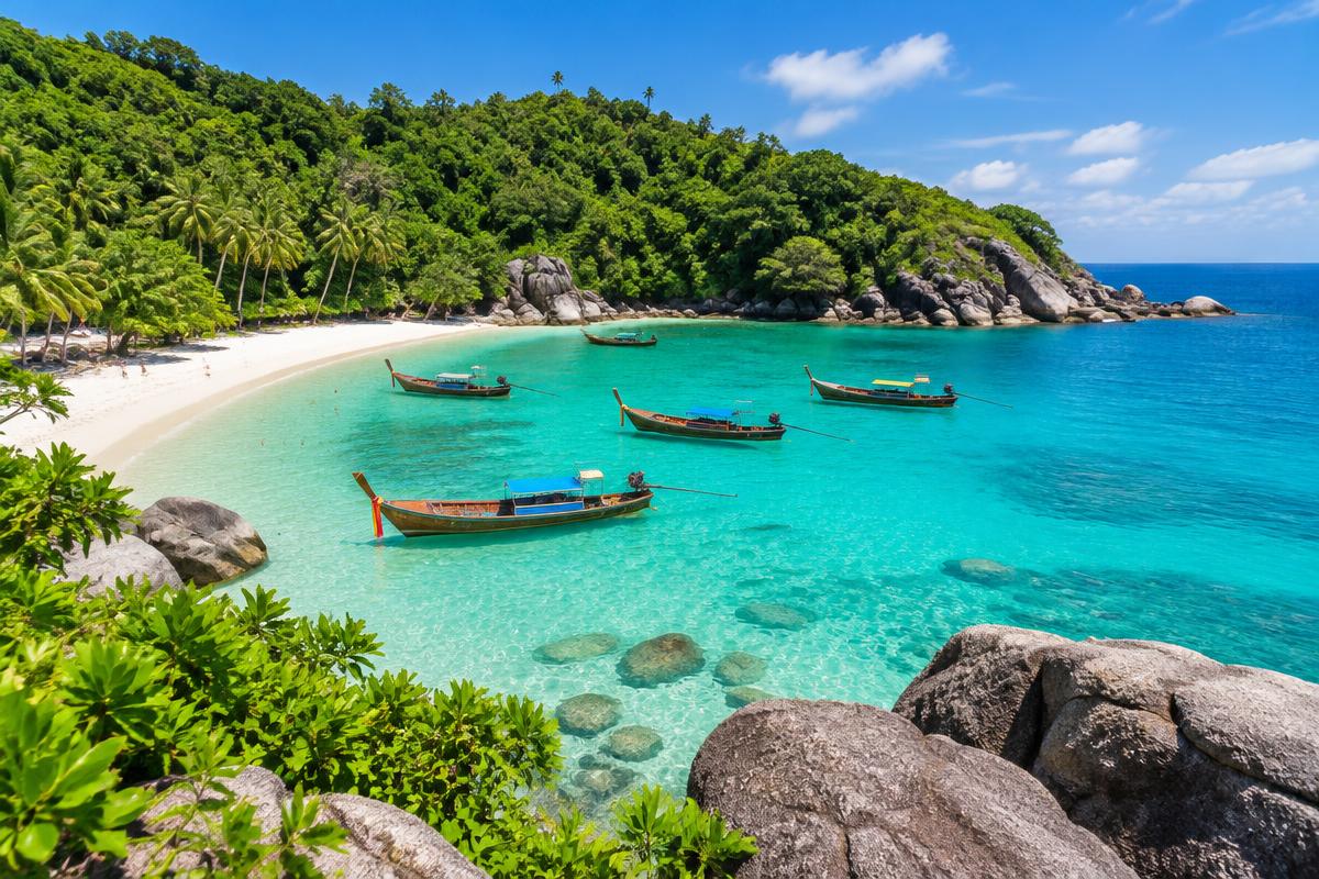 Freedom Beach Phuket Longtail Boat and Turquoise Cove