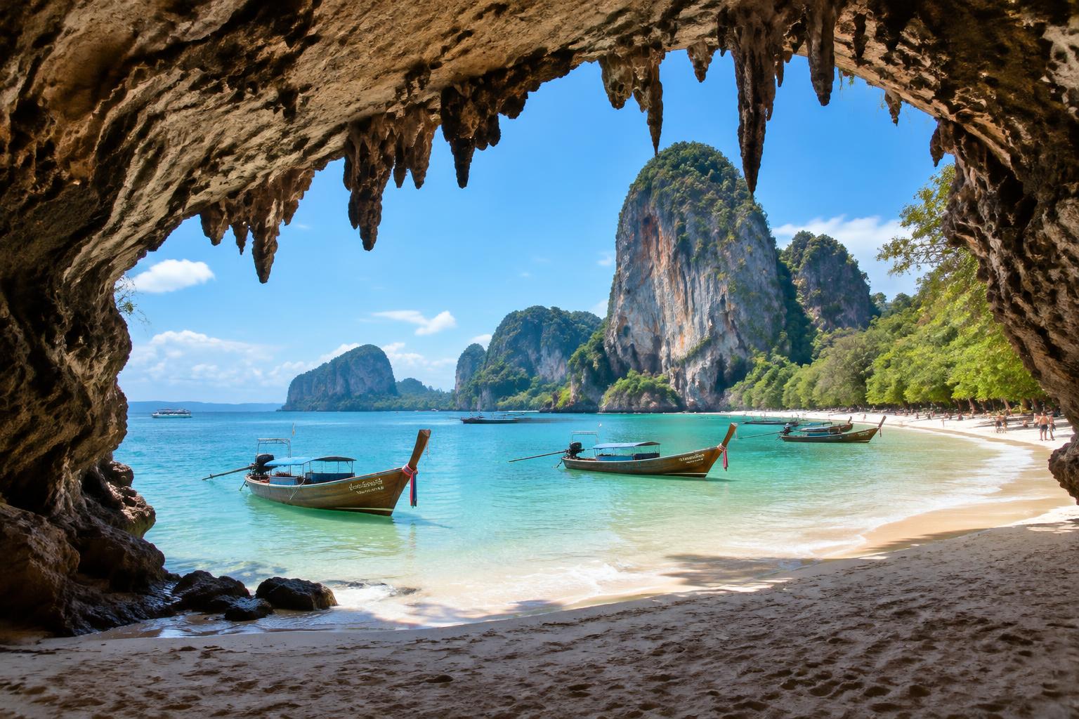 Phra Nang Cave Beach Stalactites and Emerald Bay