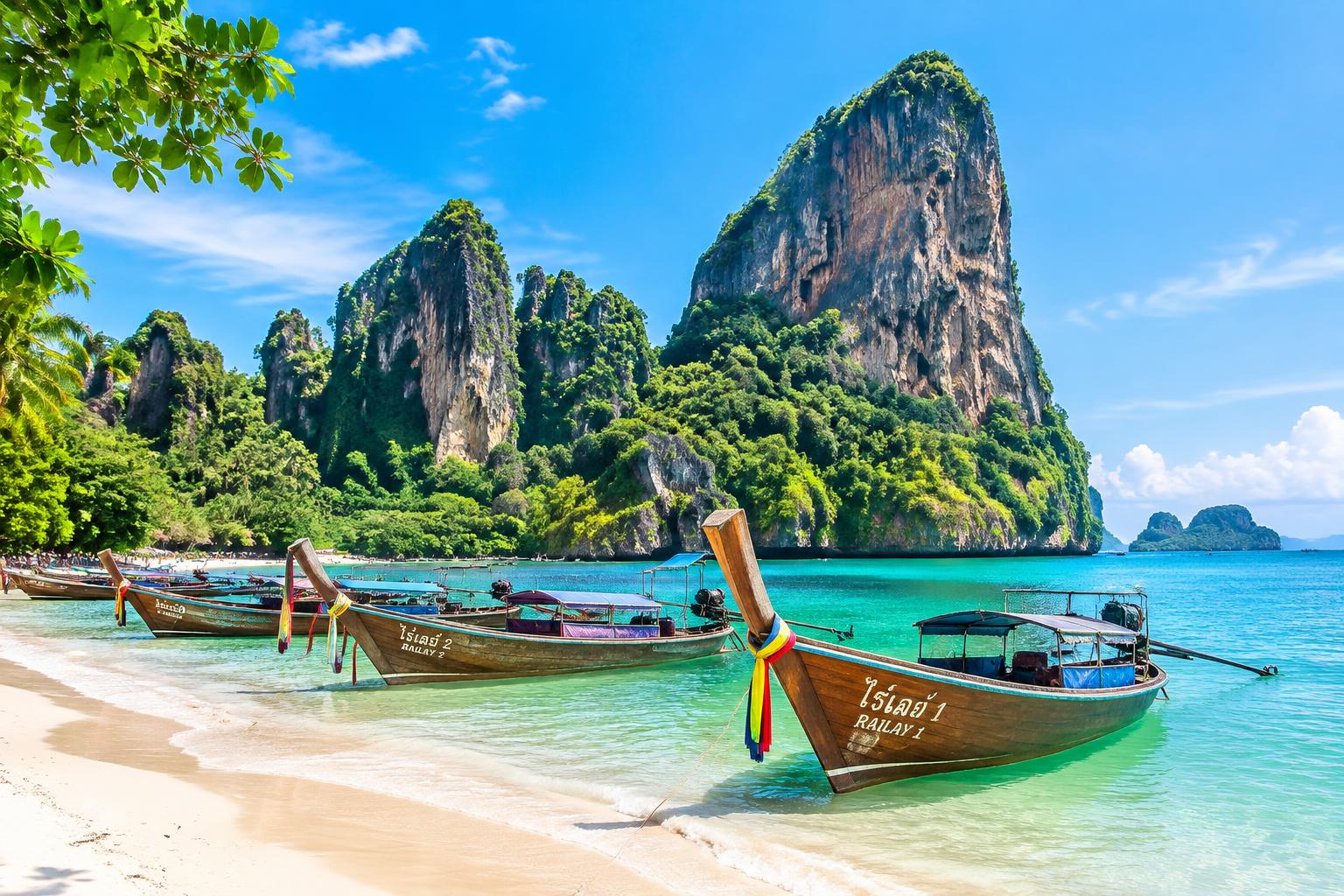 Railay Beach Krabi Towering Limestone Karsts and Turquoise Bay
